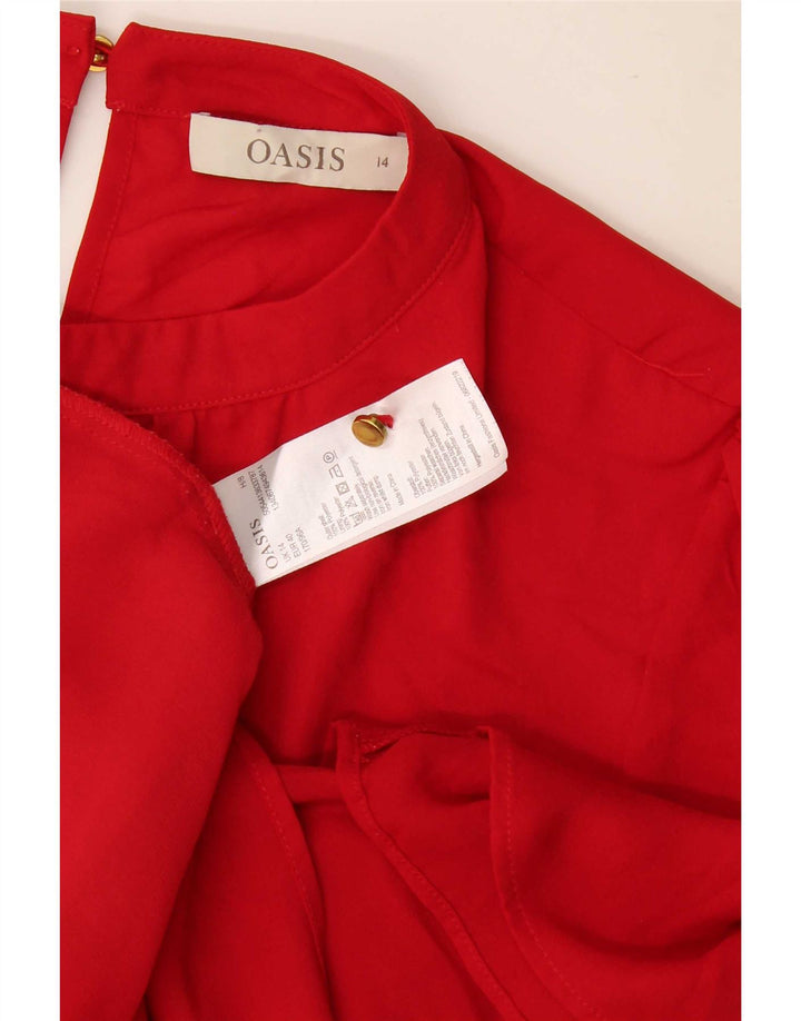Oasis Womens Blouse Top UK 14 Large Red Polyester