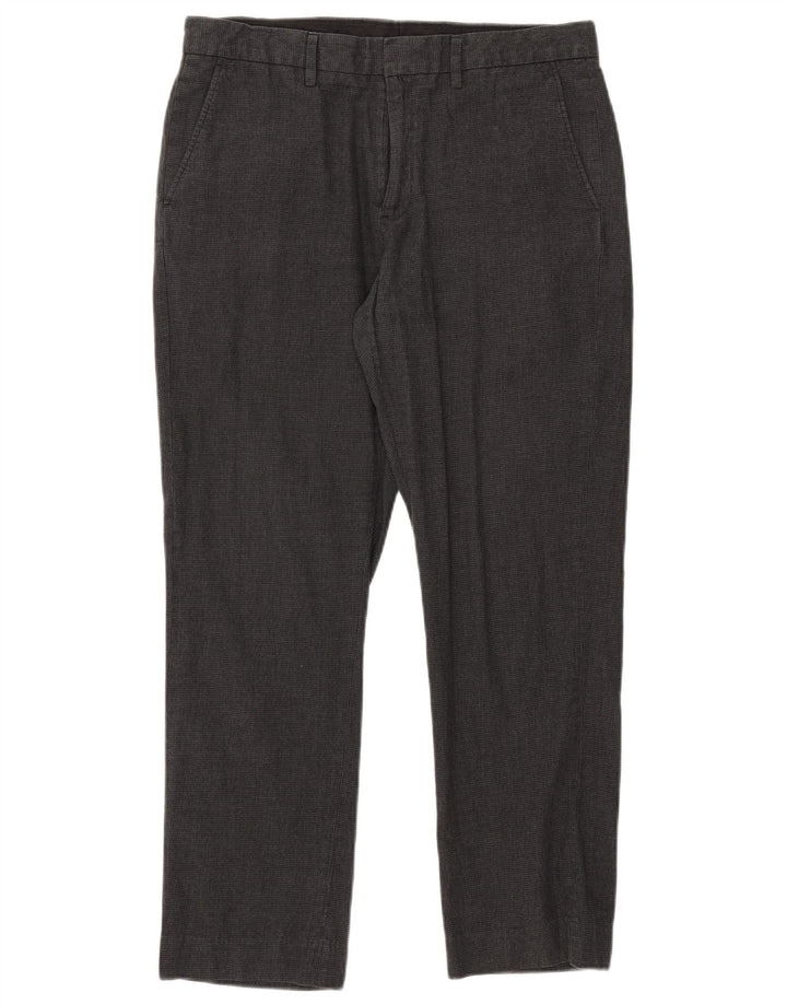 J. Crew Mens Slim Chino Trousers W32 L30 Grey Houndstooth Cotton