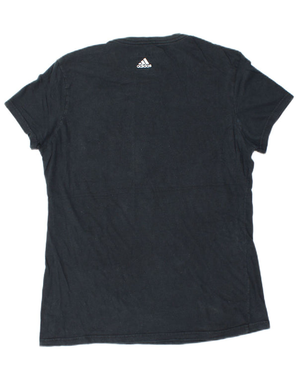 Adidas Womens Graphic T-Shirt Top UK 14 Large Navy Blue Cotton