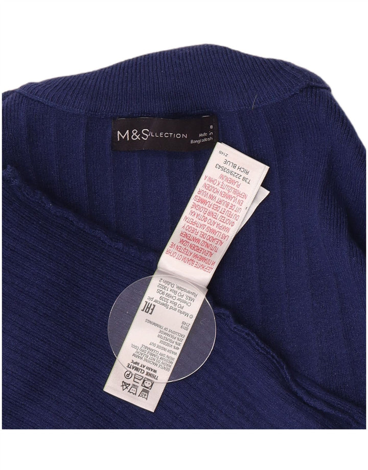 Marks & Spencer Womens Turtle Neck Jumper Sweater UK 8 Small Blue Viscose