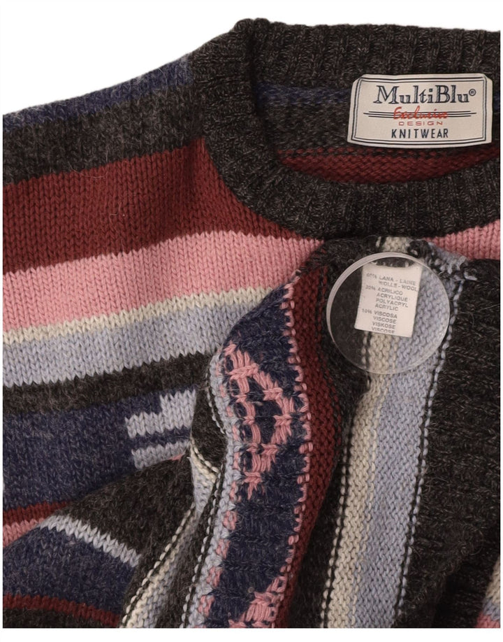 MULTIBLU Womens Crew Neck Jumper Sweater UK 18 XL Multicoloured Aztec