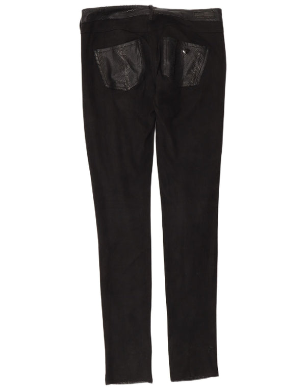 Guess Womens Skinny Faux Leather Trousers W28 L34 Black Animal Print