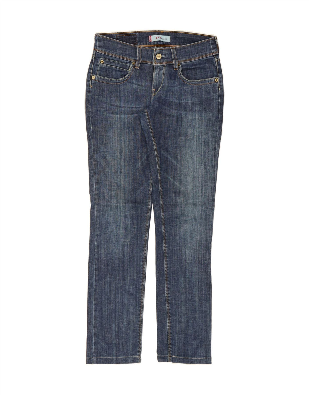LEVI'S Womens 571 Slim Jeans W28 L29 Navy Blue Cotton Vintage Levi's and Second-Hand Levi's from Messina Hembry 