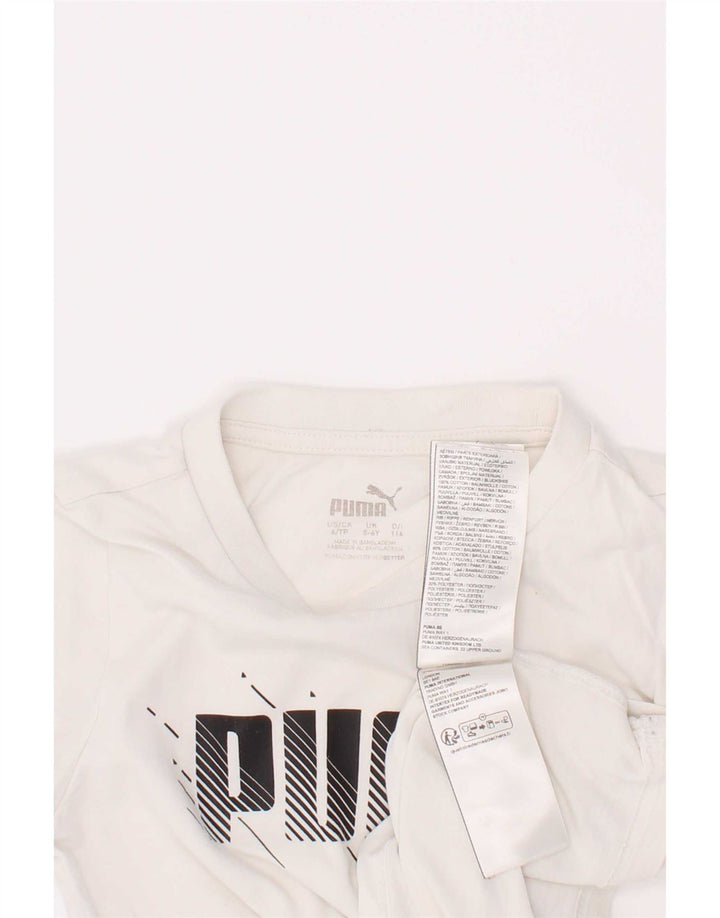 Puma Boys Graphic T-Shirt Top 5-6 Years White Cotton