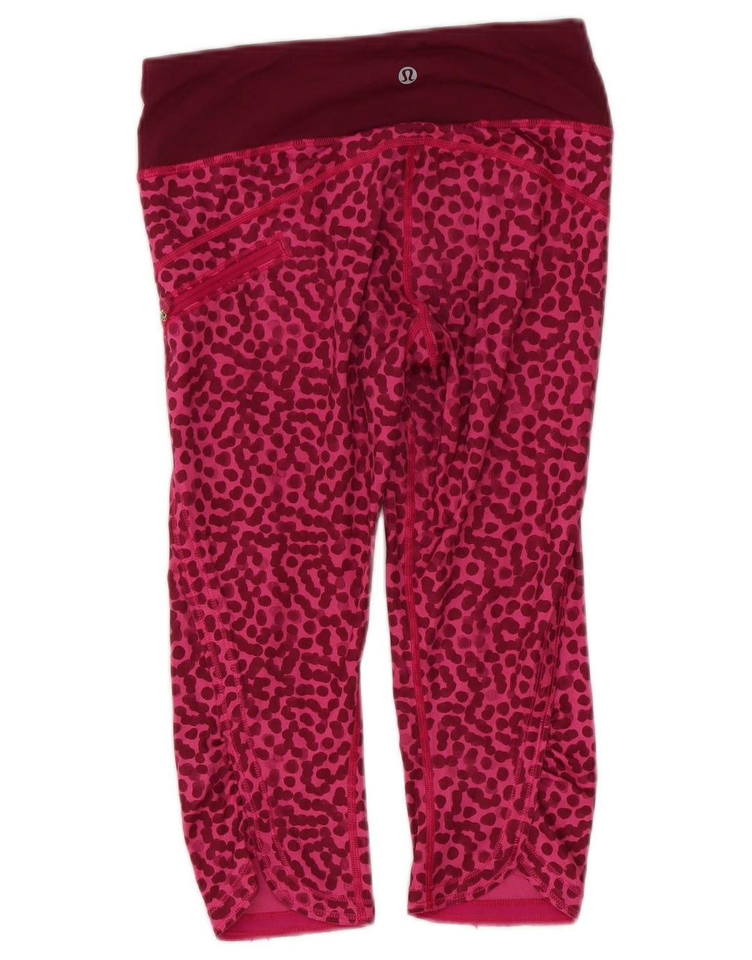 LULULEMON Womens Capri Leggings UK 12 Medium Pink Animal Print