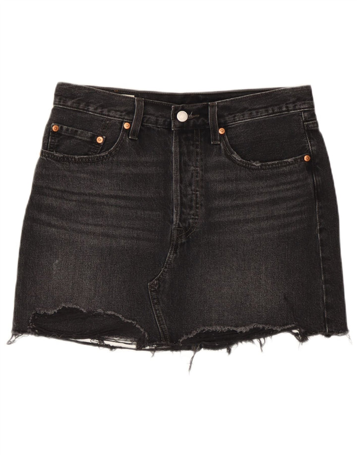 Levi's Womens Denim Distressed Mini Skirt W28 Medium Black Cotton