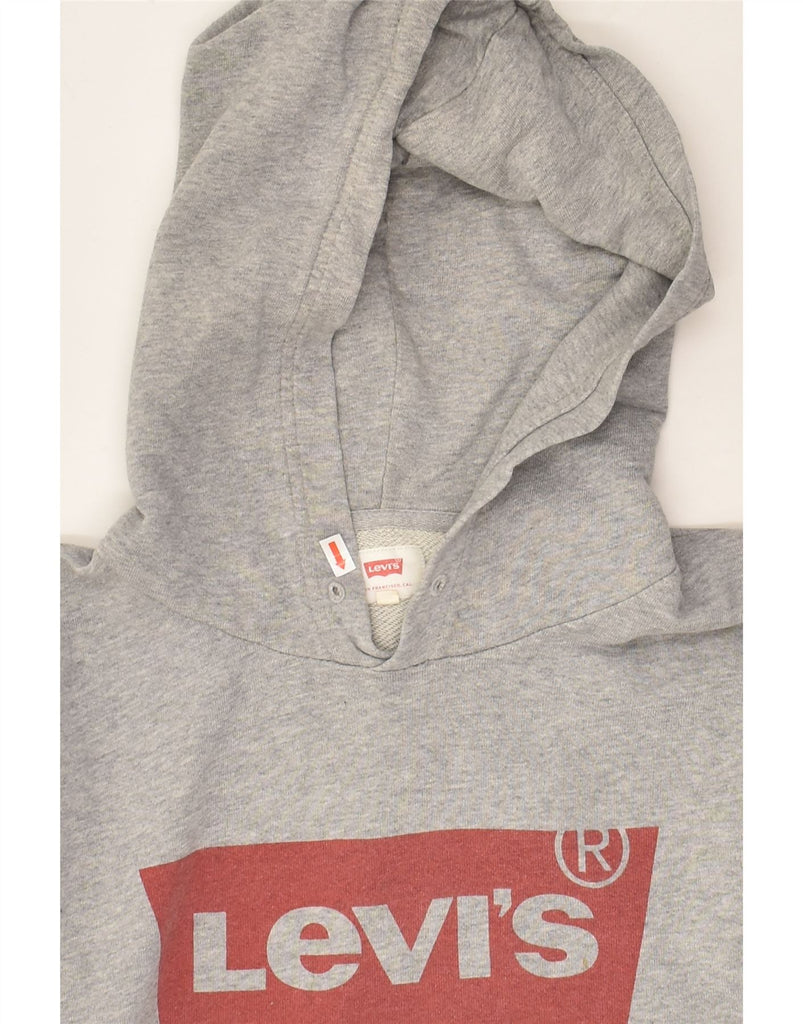 LEVI'S Womens Graphic Hoodie Jumper UK 16 Large Grey Cotton | Vintage Levi's | Thrift | Second-Hand Levi's | Used Clothing | Messina Hembry 