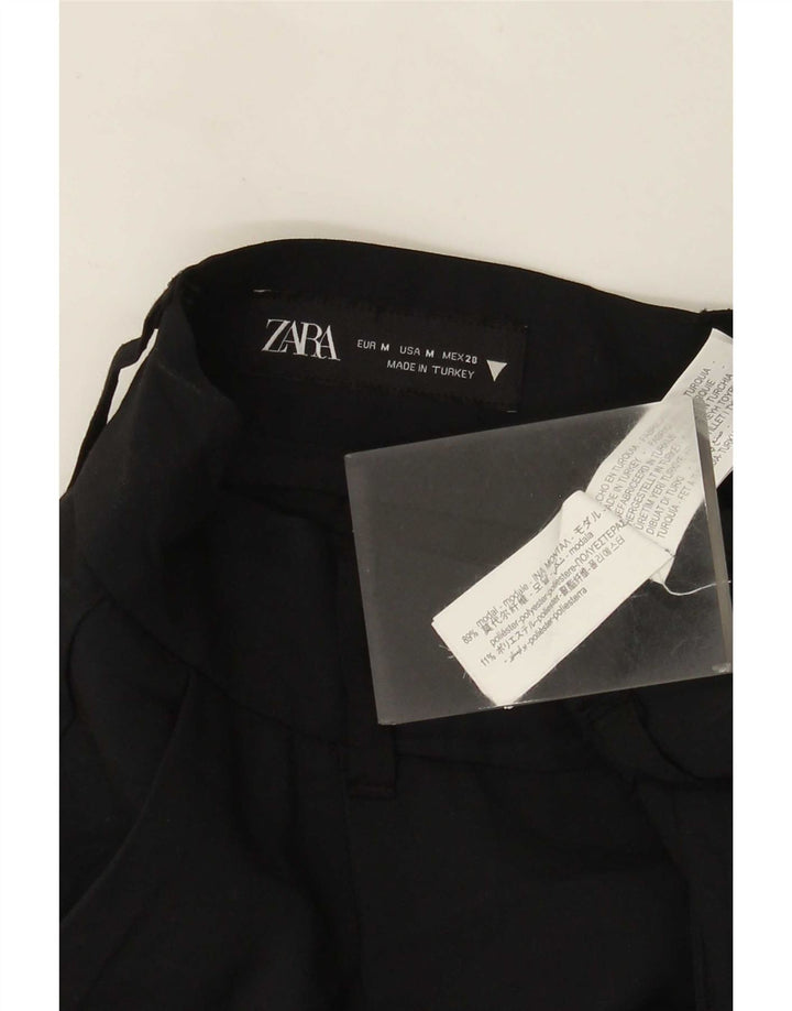 Zara Womens Wide Leg Chino Trousers Medium W28 L29 Black Modal