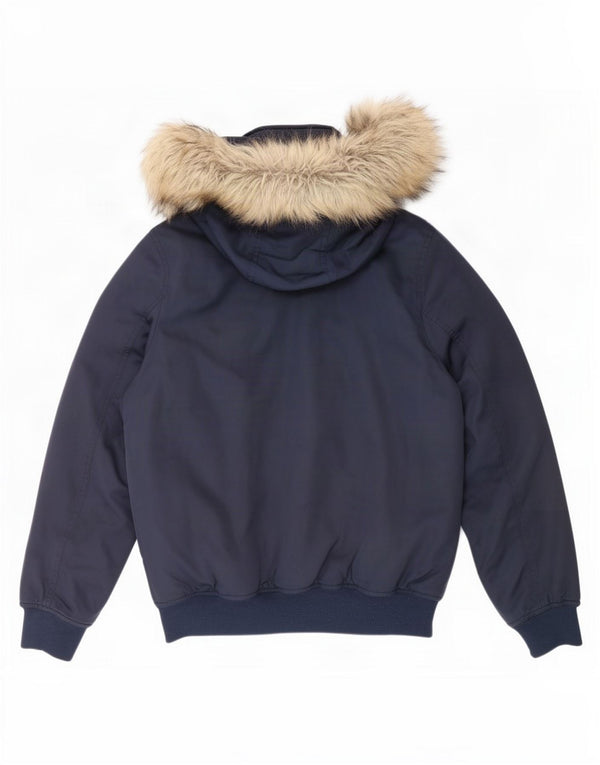Tommy Hilfiger Mens Hooded Padded Jacket UK 34 XS Navy Blue Polyester