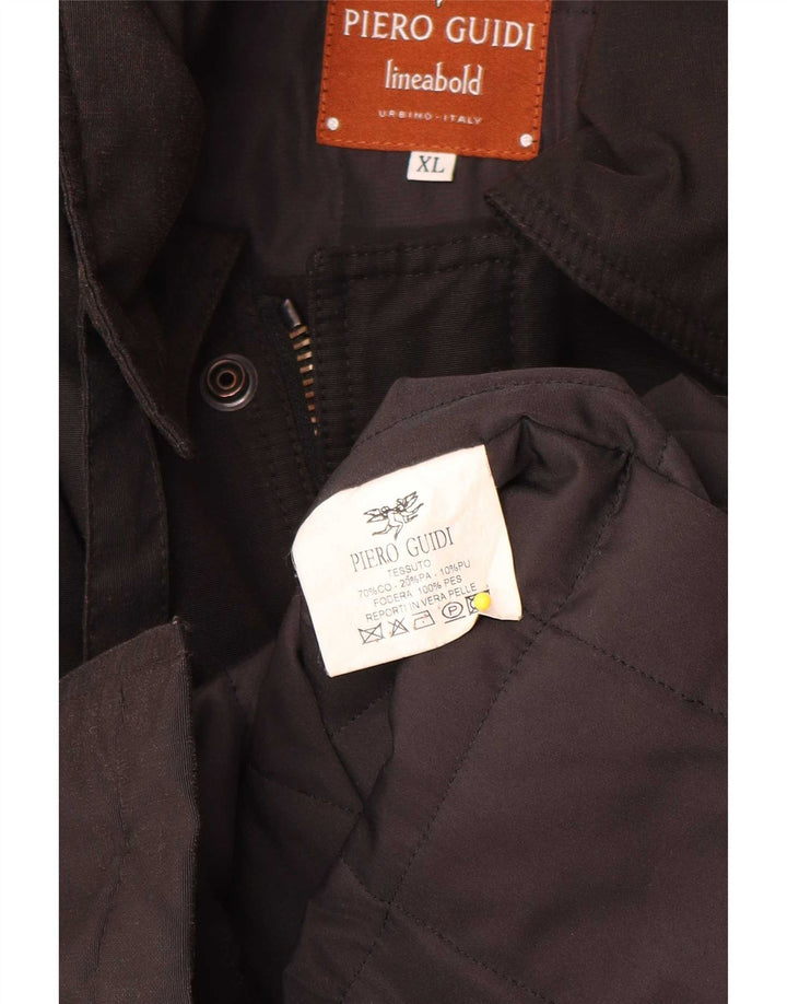 Piero Guidi Mens Utility Jacket UK 42 XL Black Cotton