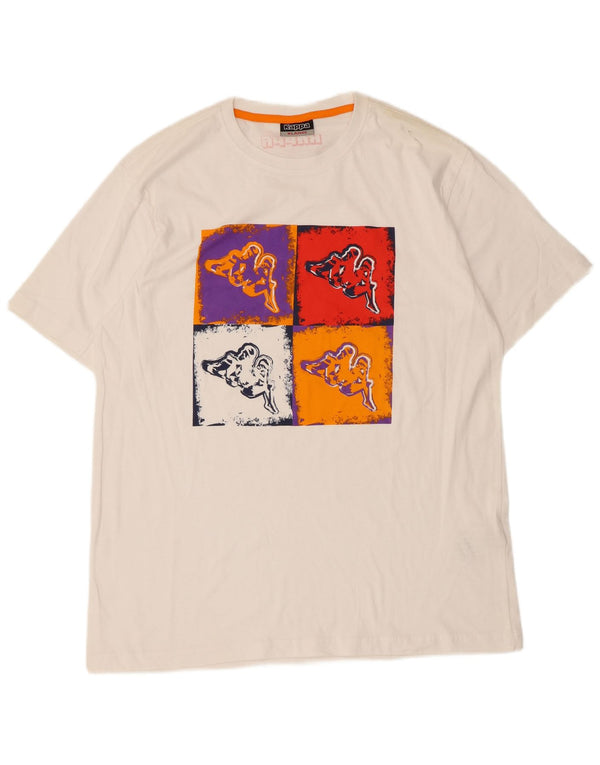 Kappa Womens Graphic T-Shirt Top UK 18 XL White Cotton