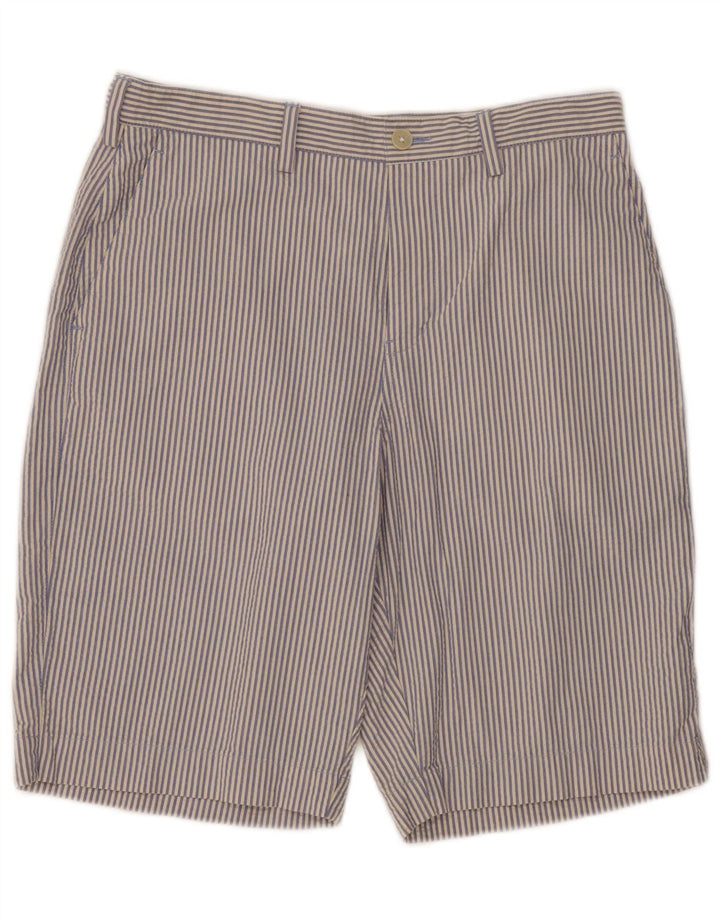 Marks & Spencer Mens Chino Shorts W32 Medium  Blue Pinstripe Cotton