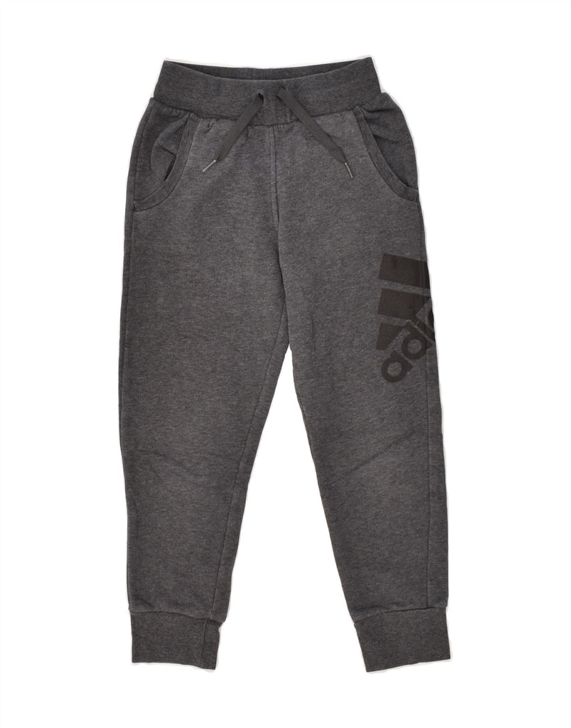 ADIDAS Girls Graphic Tracksuit Trousers Joggers 7-8 Years Grey Polyester | Vintage Adidas | Thrift | Second-Hand Adidas | Used Clothing | Messina Hembry 