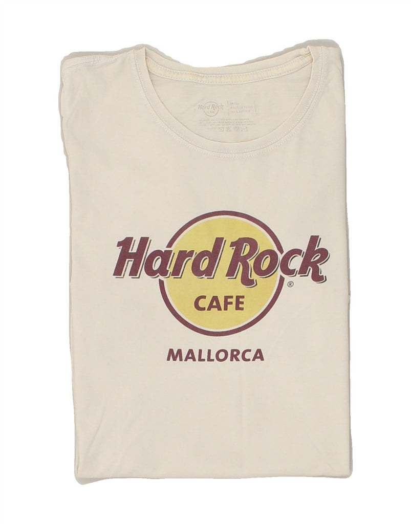 HARD ROCK CAFE Womens Mallorca Graphic T-Shirt Top UK 8 Small White Cotton | Vintage Hard Rock Cafe | Thrift | Second-Hand Hard Rock Cafe | Used Clothing | Messina Hembry 