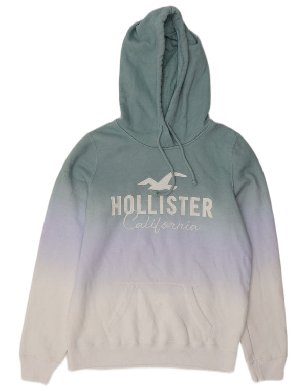 Hollister Womens Hoodie Jumper UK 14 Medium Grey Colourblock Cotton