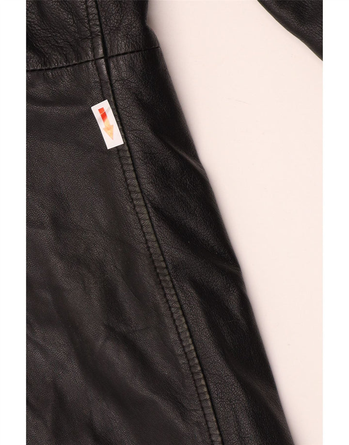 Vintage Womens Leather Coat UK 12 Medium Black