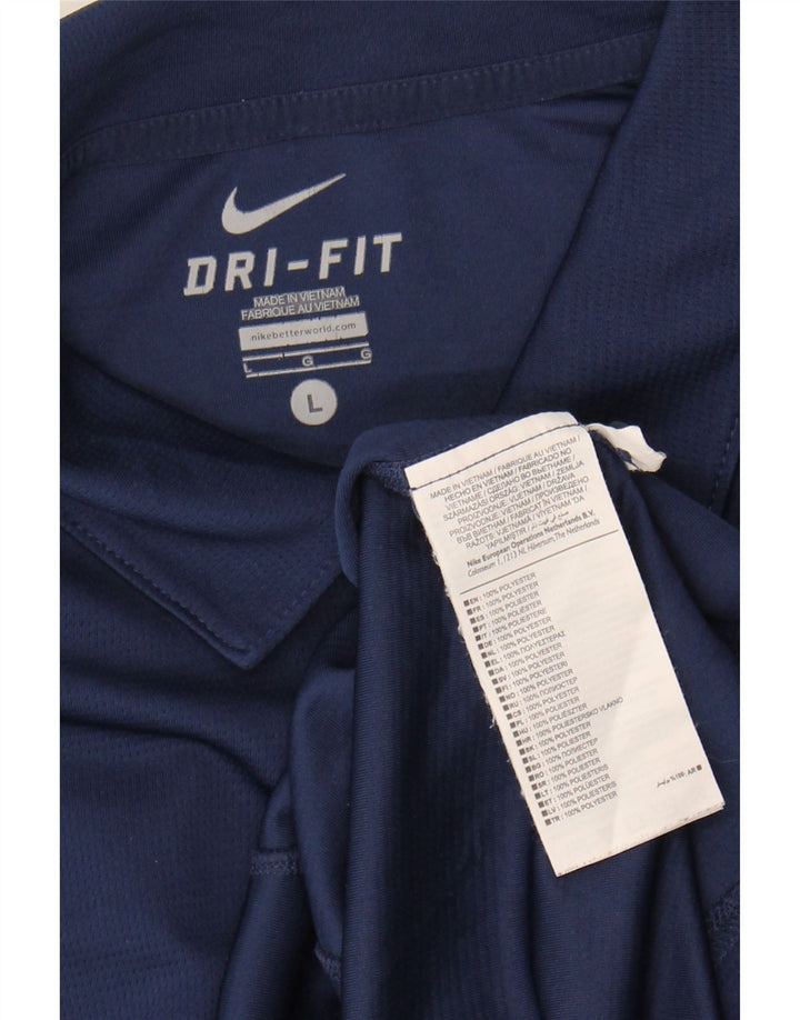 NIKE Mens Dri Fit Polo Shirt Large Navy Blue Polyester Vintage Nike and Second-Hand Nike from Messina Hembry 