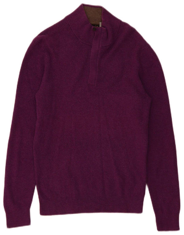 Massimo Dutti Mens Zip Neck Jumper Sweater Medium Purple Cotton