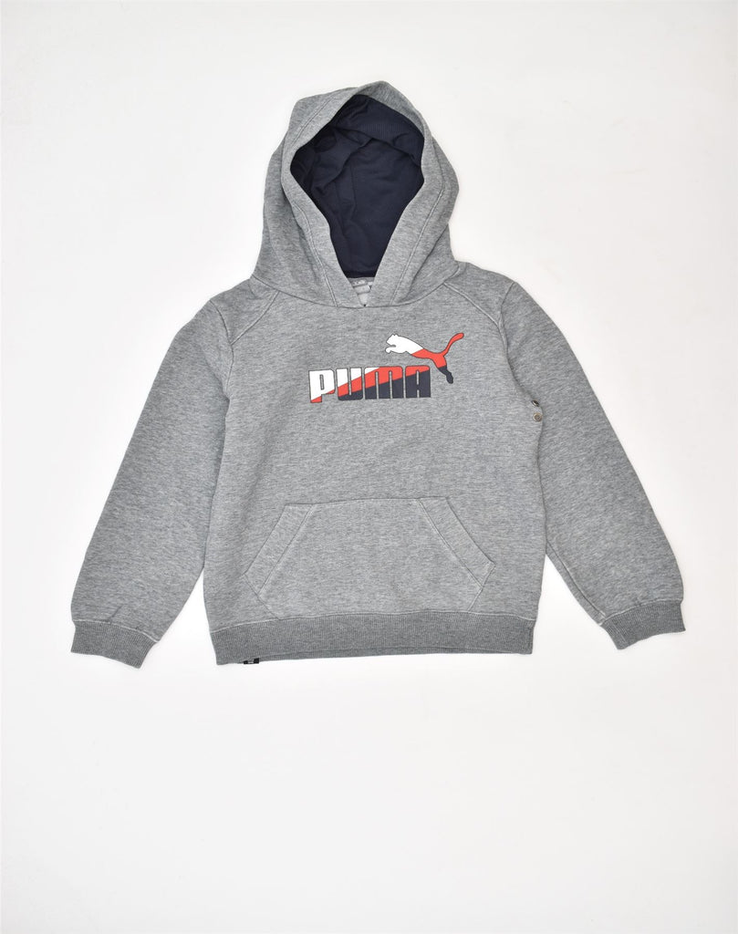 PUMA Boys Graphic Hoodie Jumper 7-8 Years Grey Cotton | Vintage | Thrift | Second-Hand | Used Clothing | Messina Hembry 