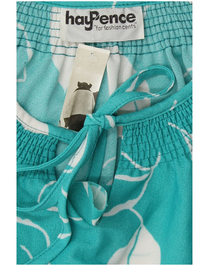 HAY PENCE Womens Abstract Pattern 3/4 Sleeve A-Line Dress UK 16 Large Blue