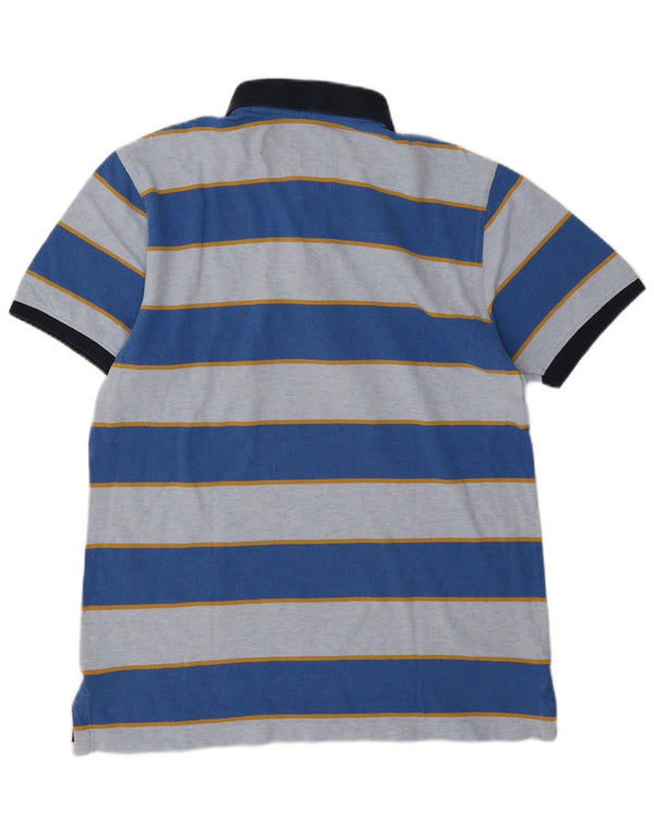 Crew Clothing Mens Rugby Polo Shirt Large Blue Striped Cotton