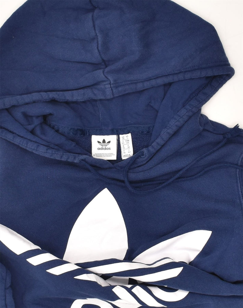 ADIDAS Womens Graphic Hoodie Jumper UK 10 Small Blue Cotton | Vintage Adidas | Thrift | Second-Hand Adidas | Used Clothing | Messina Hembry 