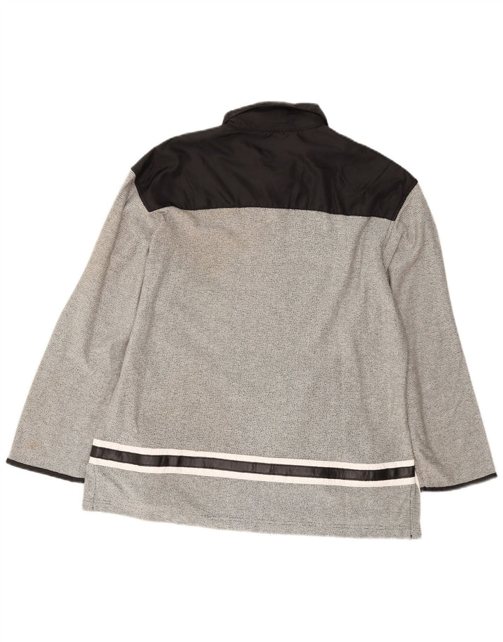 ZONE Mens Graphic Long Sleeve Polo Shirt Medium Grey Colourblock