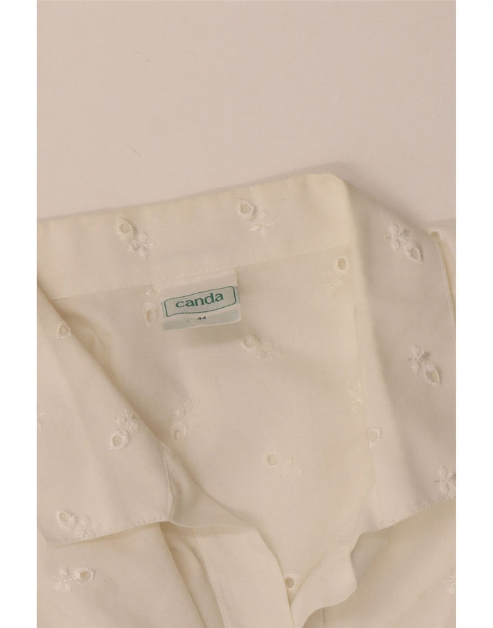 C&A Womens Short Sleeve Shirt Blouse EU 44 XL White Floral Polyester