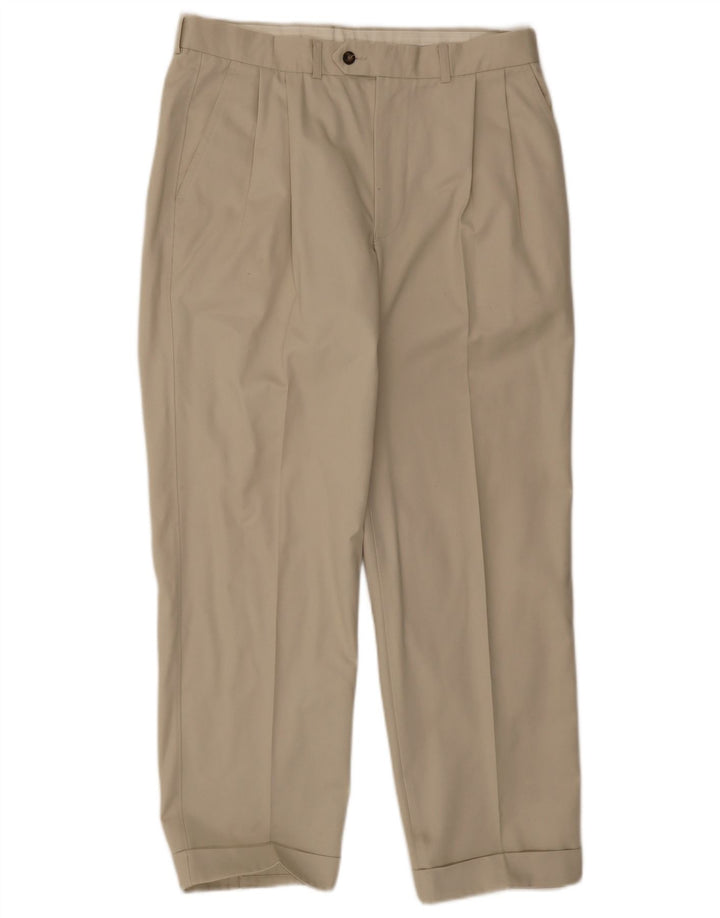 Marks & Spencer Mens Pegged Suit Trousers W34 L29 Grey Cotton
