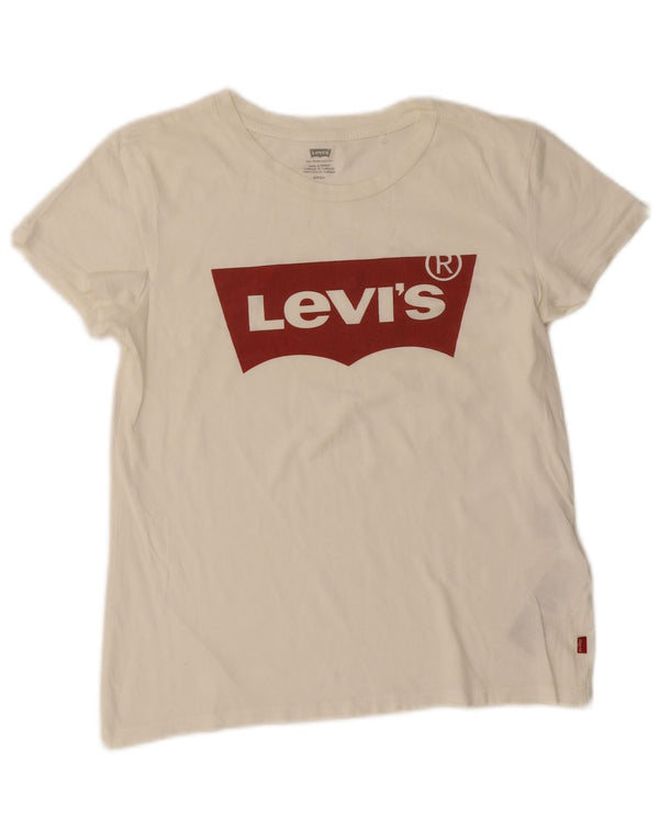 Levi's Womens Graphic T-Shirt Top UK 8 Small White Cotton