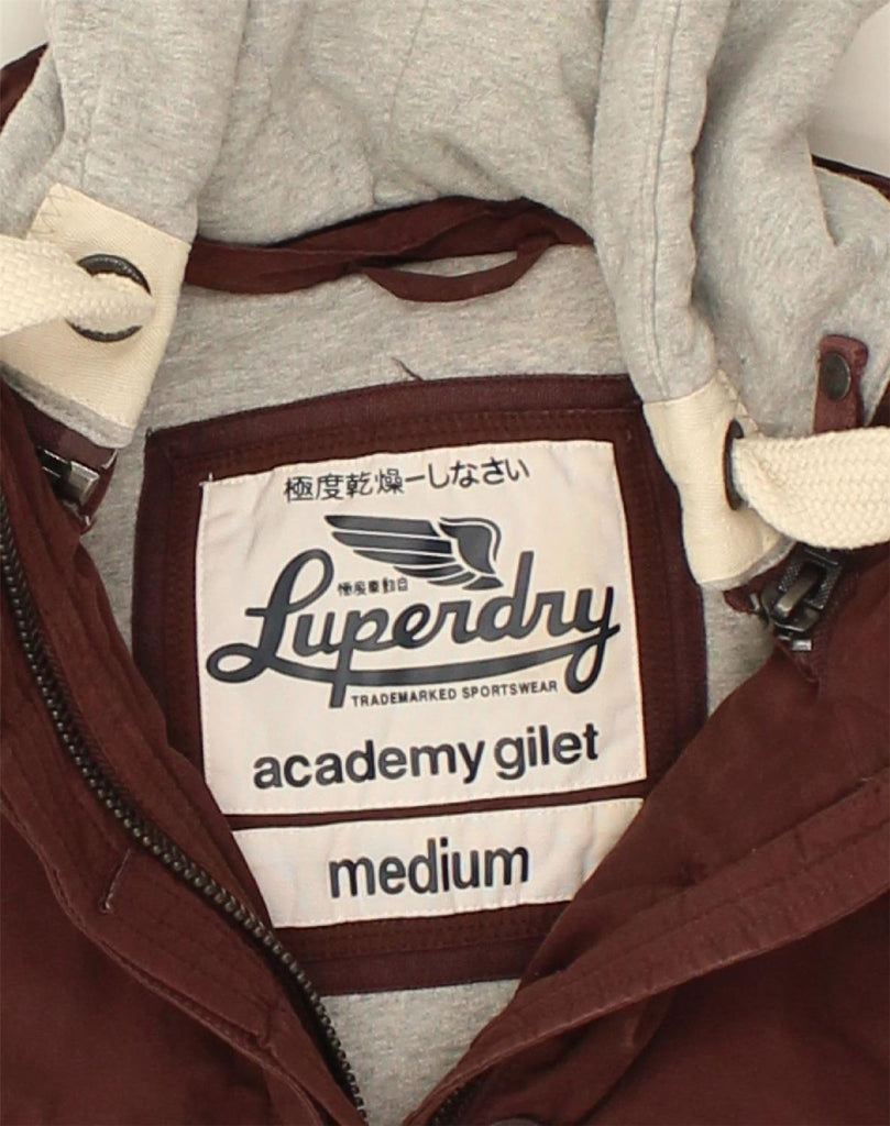 SUPERDRY Womens Hooded Padded Gilet UK 14 Medium Maroon Cotton | Vintage Superdry | Thrift | Second-Hand Superdry | Used Clothing | Messina Hembry 