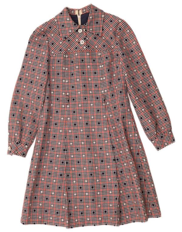 Vintage Womens Long Sleeve A-Line Dress UK 10 Small Multicoloured Check