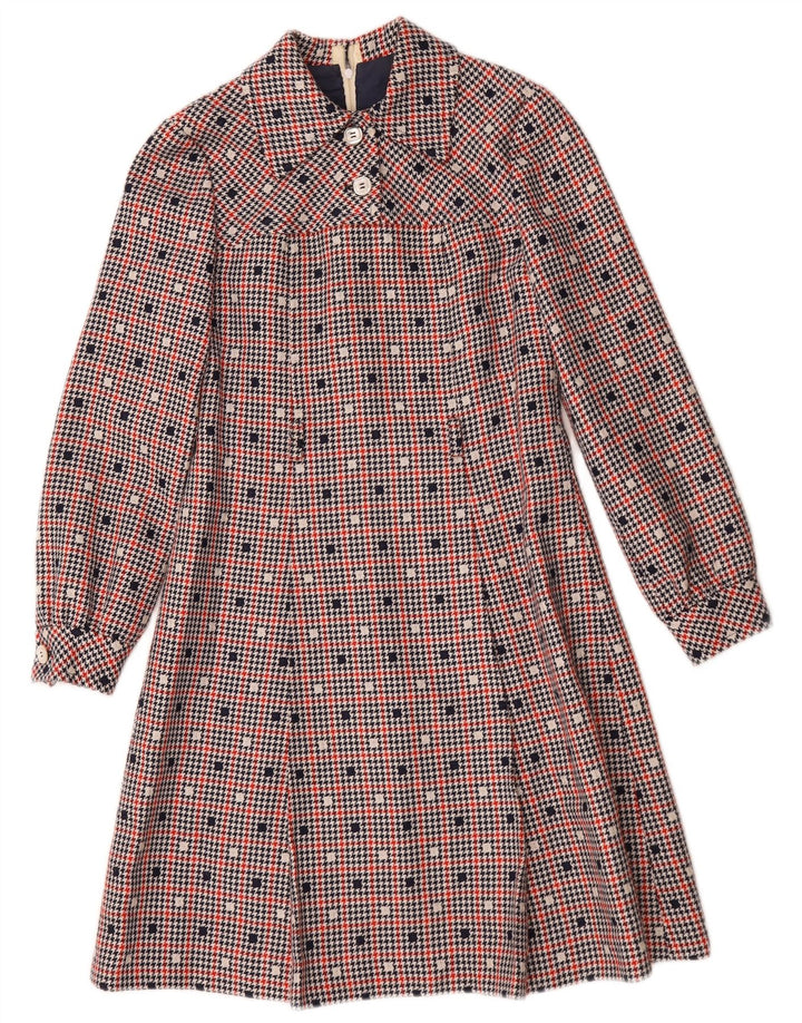 Vintage Womens Long Sleeve A-Line Dress UK 10 Small Multicoloured Check