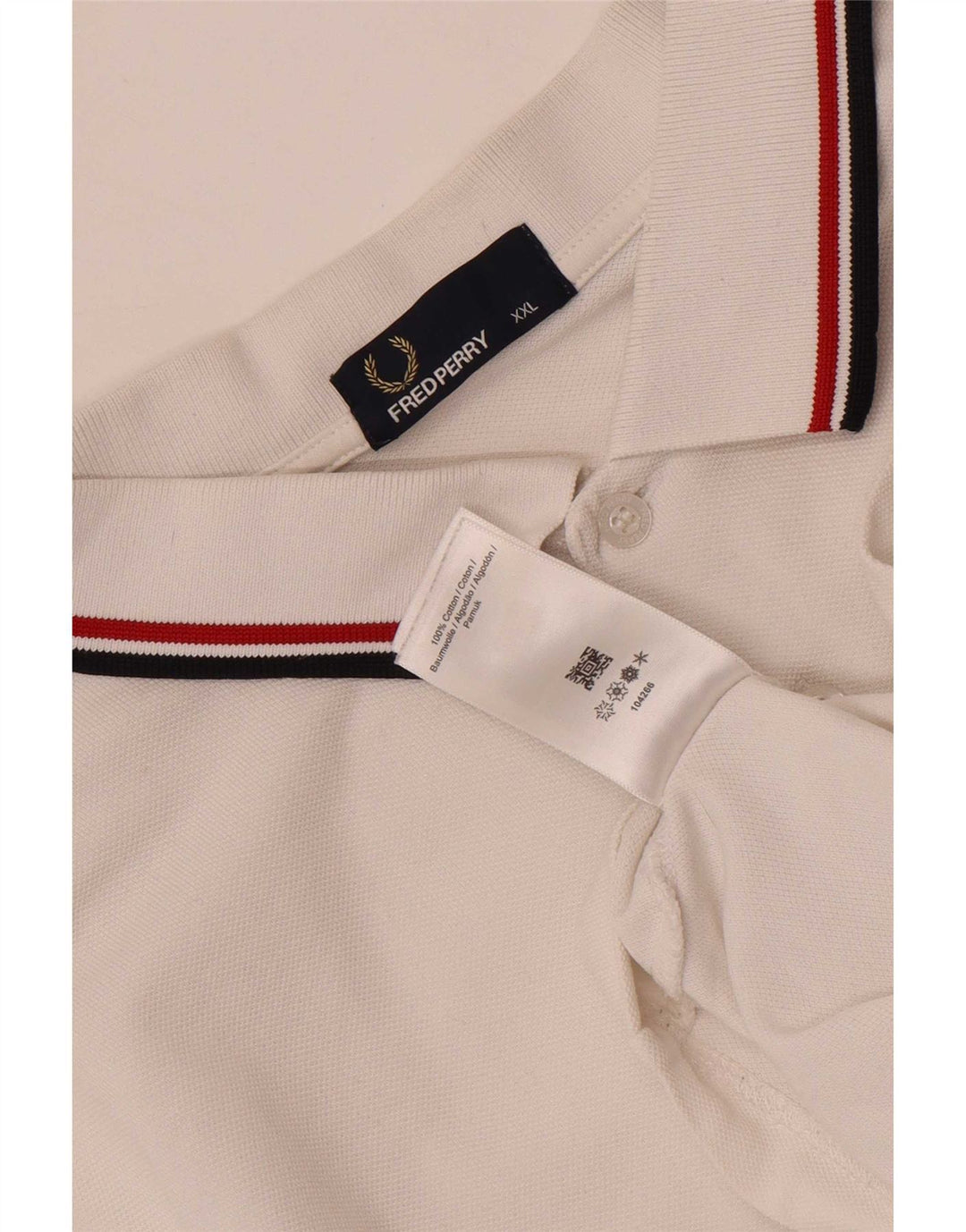 Fred Perry Mens Polo Shirt 2XL White Striped Cotton