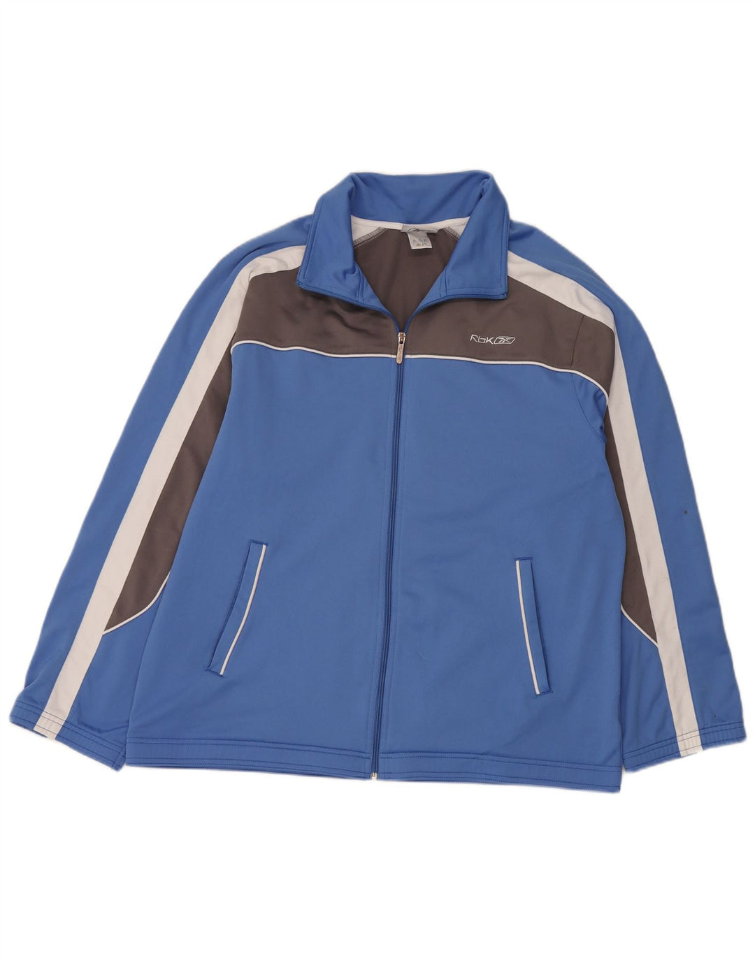 Reebok Mens Regular Fit Tracksuit Top Jacket XL Blue Colourblock Polyester