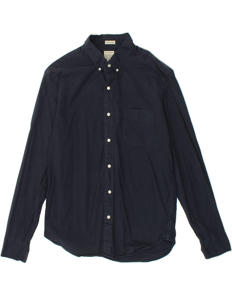 J. CREW Mens Short Slim Shirt Large Navy Blue Cotton | Vintage J. Crew | Thrift | Second-Hand J. Crew | Used Clothing | Messina Hembry 