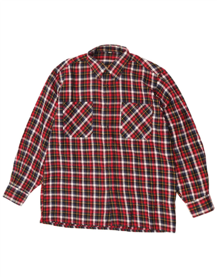 Vintage Mens Flannel Shirt Size 41/42 Large Red Check Cotton