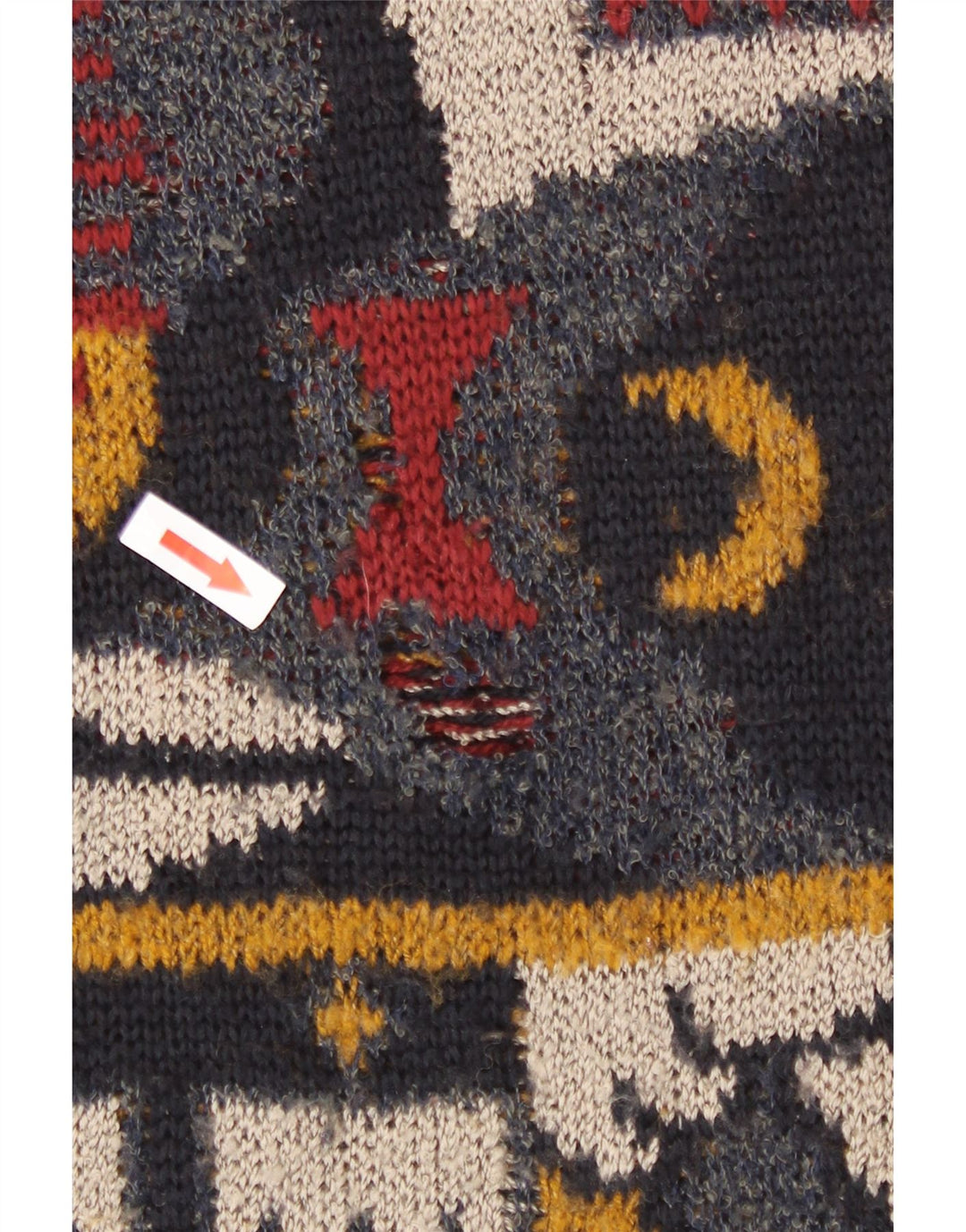 Vintage Mens Crew Neck Jumper Sweater Large Multicoloured Geometric