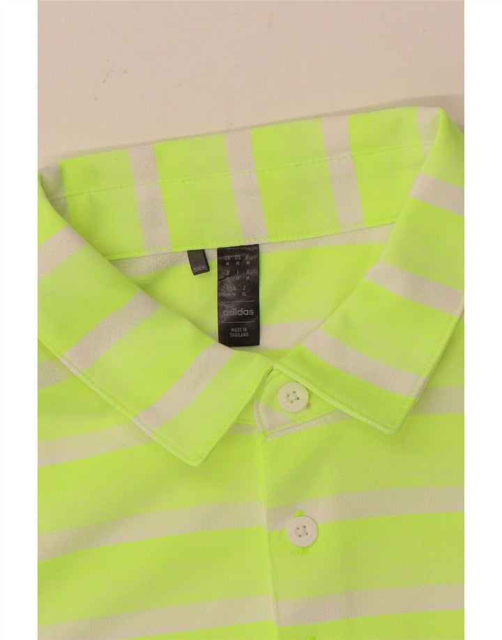 Adidas Mens Polo Shirt Medium Green Striped
