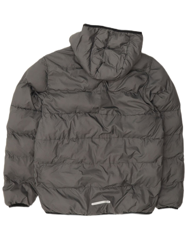Adidas Boys Hooded Padded Jacket 15-16 Years Grey Polyester