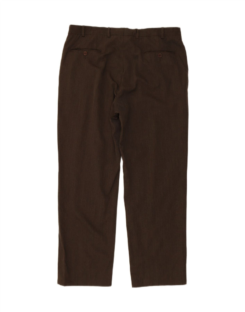 BROOKS BROTHERS Mens Straight Suit Trousers W38 L30 Brown Wool Vintage Brooks Brothers and Second-Hand Brooks Brothers from Messina Hembry 