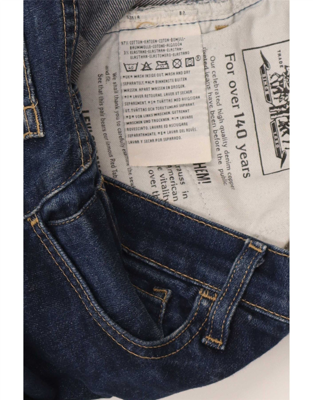 Levi's Womens Slim Jeans W28 L34 Navy Blue Cotton