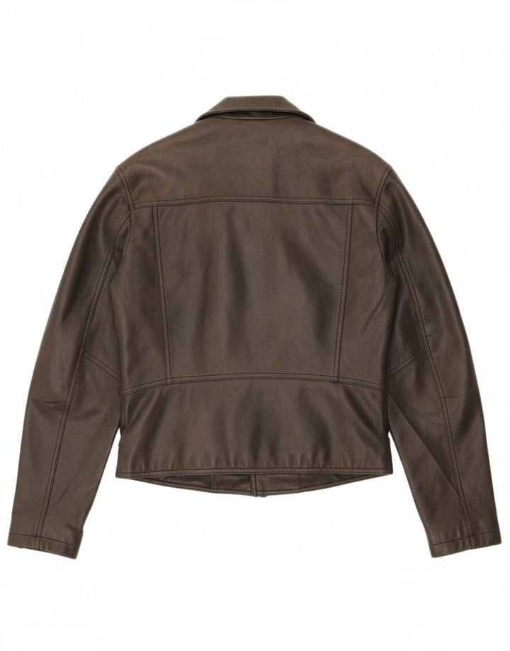 ZARA Womens Oversized Faux Leather Biker Jacket UK 10 Small Black Vintage Zara and Second-Hand Zara from Messina Hembry 