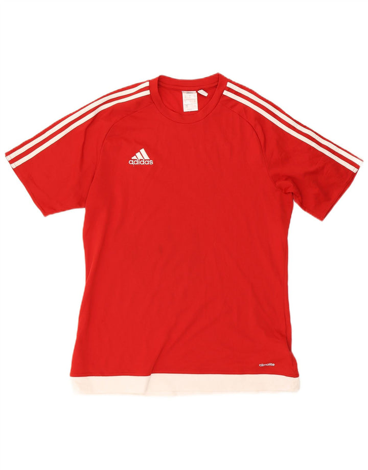 ADIDAS Mens Climalite T-Shirt Top Medium Red Colourblock Polyester