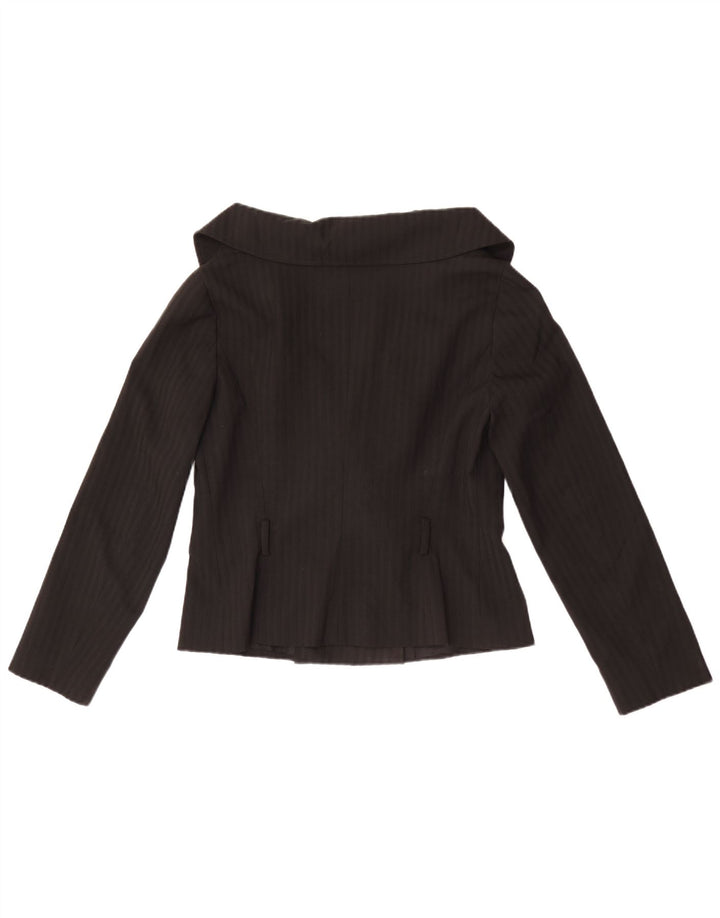 Zara Womens Blazer Jacket UK 14 Large Black Striped Polyester