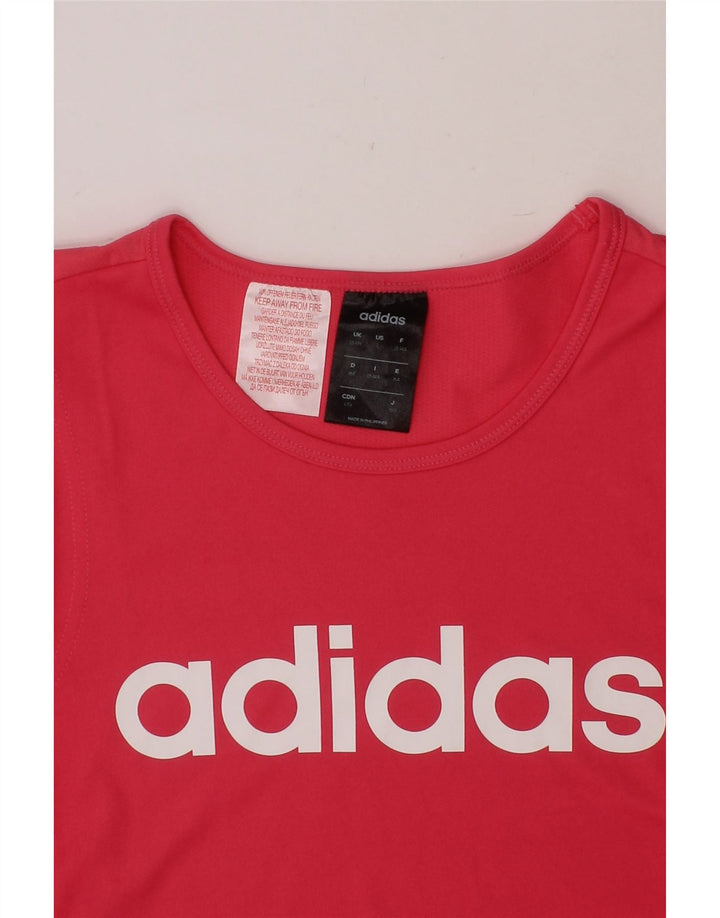 ADIDAS Girls Graphic Vest Top 13-14 Years Pink Polyester Vintage Adidas and Second-Hand Adidas from Messina Hembry 