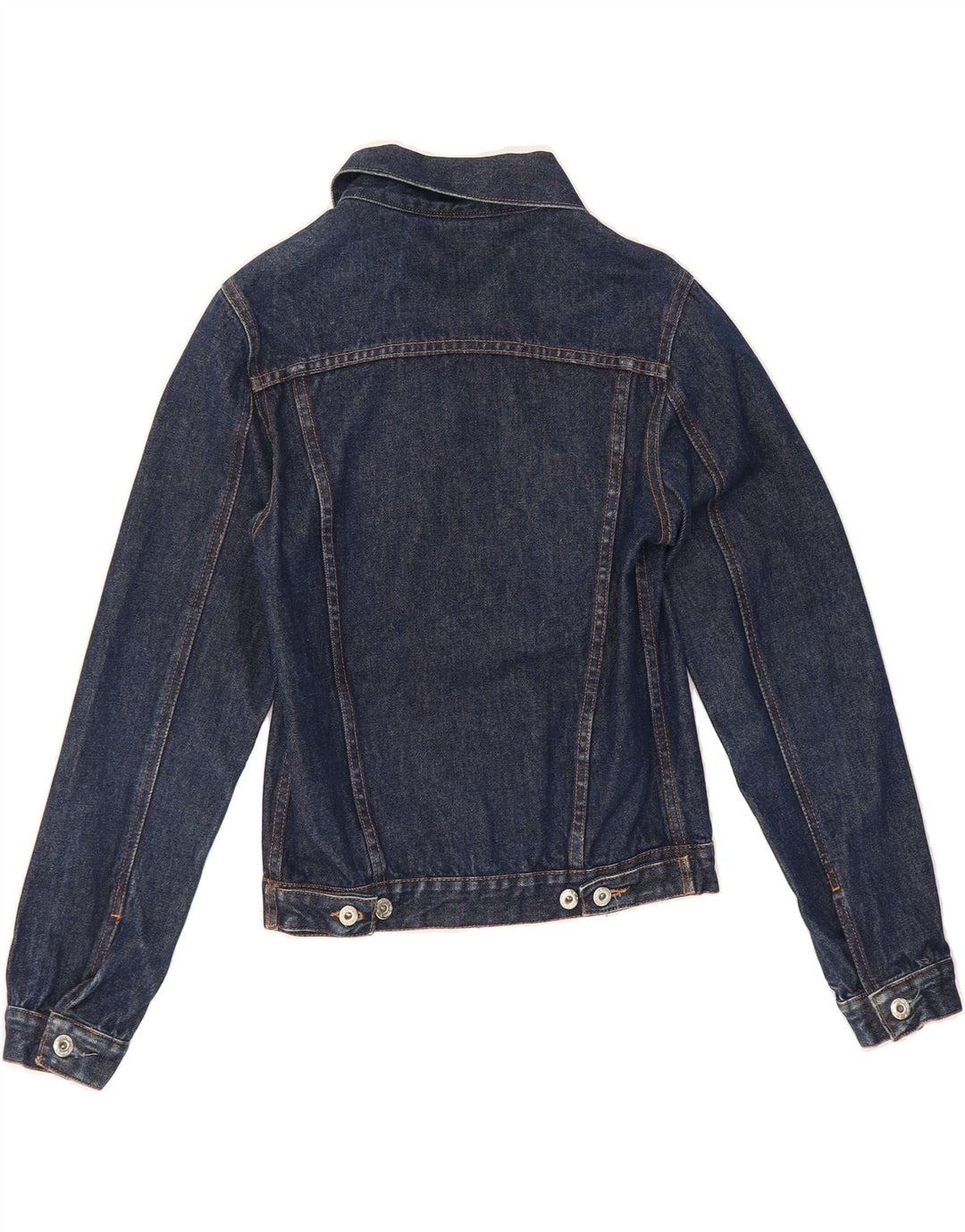 VINTAGE Womens Denim Jacket UK 10 Small Navy Blue Vintage Vintage and Second-Hand Vintage from Messina Hembry 