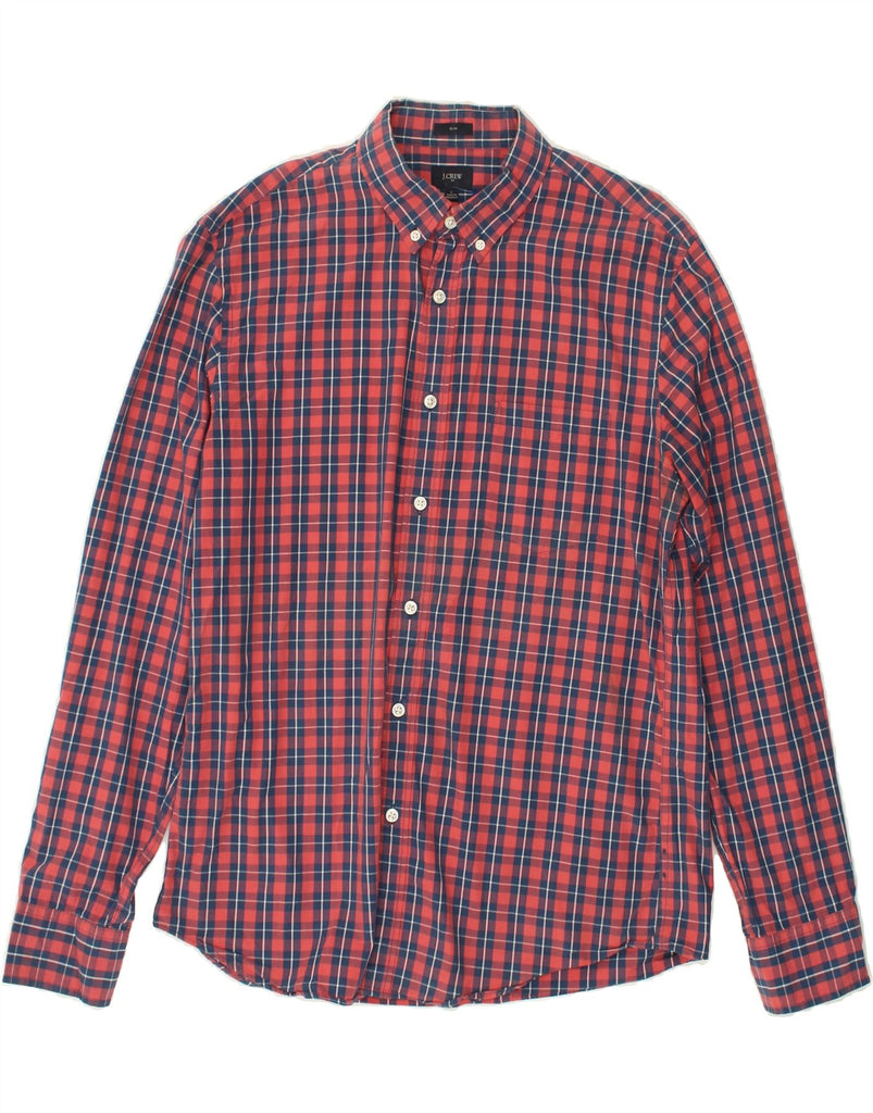 J. CREW Mens Slim Shirt Large Red Check Cotton | Vintage J. Crew | Thrift | Second-Hand J. Crew | Used Clothing | Messina Hembry 