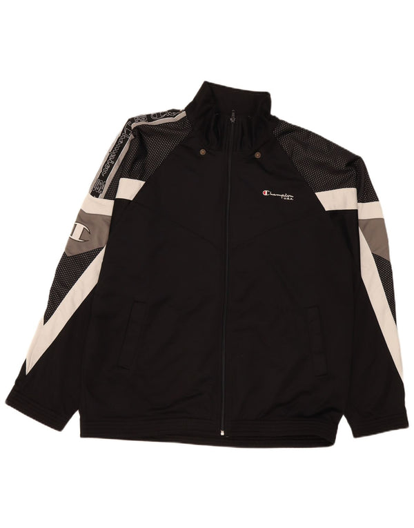 Champion Mens Graphic Tracksuit Top Jacket XL Black Colourblock