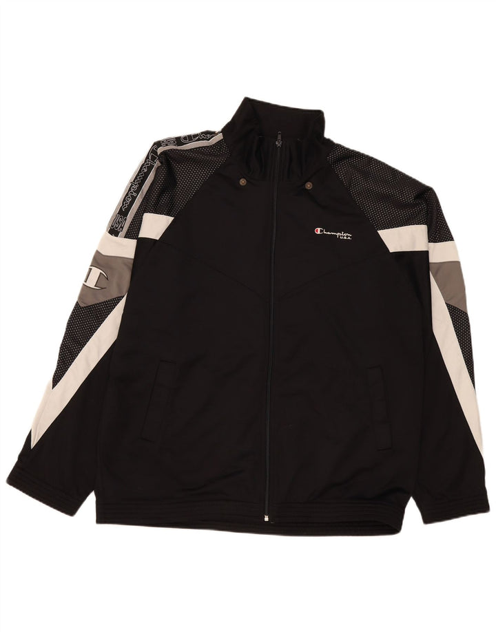 Champion Mens Graphic Tracksuit Top Jacket XL Black Colourblock